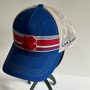 Kids Blue & White Trucker Hat with Red Clover